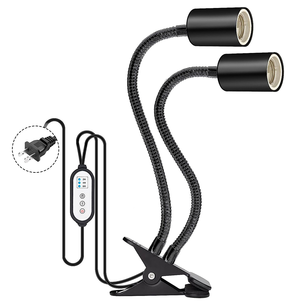 Leyfeng Heat Lamp, Reptile Heat Lamp Rotating Double-Head Reptile Light Bracket Uva/Uvb Heating Lamp Bulb 25W/50W/75W for Turtle Lizards Snake Plants